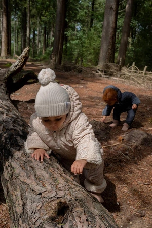 Lodger Czapeczka z wełny merino 100% beżowa Beige 1-2 lata