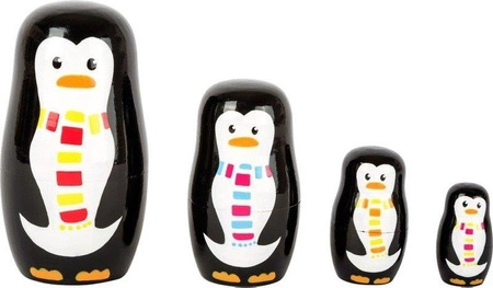 Drewniana matrioszka Rodzinne spotkanie pingwinka 10619-Small Foot, układanki dla dzieci
