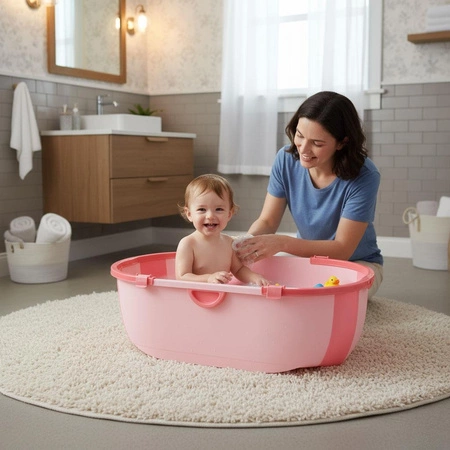 Wanienka dla dzieci wanna turystyczna składana odpływ różowa ECOTOYS