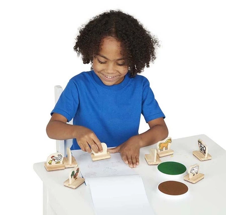 Stempelki Mój pierwszy drewniany zestaw pieczątek Zwierzęta na farmie Melissa and Doug 12390-MD