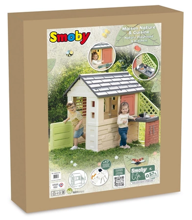 Smoby Domek Nature z kuchnią + 17 akcesoriów