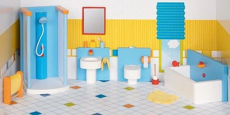 Wystrój wnętrz łazienka Uni 51541-Goki, drewniane mebelki dla lalek