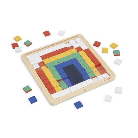 Janod Drewniana układanka mozaika piksele Symetria i kodowanie 4w1 5+