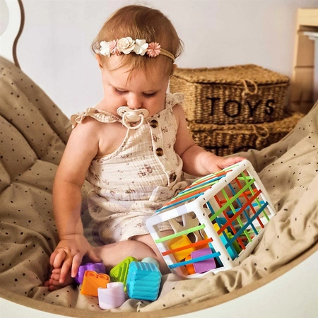 WOOPIE Elastyczna Kostka Sensoryczna Sorter dla Dzieci Kolorowe Kształty Alfabet 15 el.