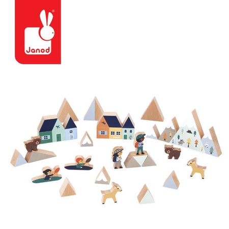 Janod Zestaw klocków i figurek 35 el. Biała Dolina Cross Roads 2+
