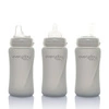 Szklana butelka ze smoczkiem M, 240 ml, szara, Everyday Baby