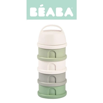 BEABA Pojemniki na mleko w proszku 4 komory cotton white/sage green (opakowanie zbiorcze 6 szt.)