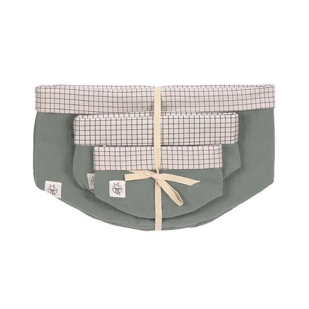 Lassig Muślinowe kosze do przechowywania 3 sztuki Cozy Home szarozielone