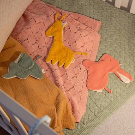 Przytulanka komforter Muślinowy Słoń szeleścik szmatka dla dzieci sigikid