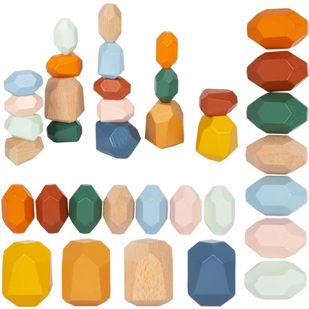 Klocki drewniane Balansujące kamienie Safari 12226-Small Foot, gry zręcznościowe dla dzieci