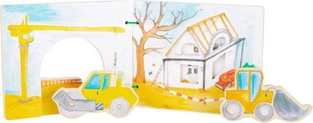 Drewniana książka dla dzieci z figurkami Na budowie 12039-Small Foot, zabawki edukacyjne