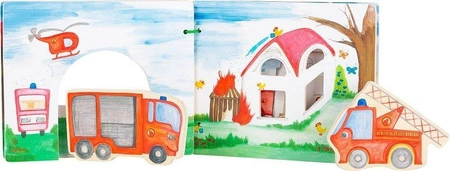 Drewniana książka dla dzieci z figurkami Straż pożarna 12040-SFD-Small Foot Design, zabawki edukacyjne