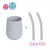 EZPZ Silikonowy kubeczek Mini Cup 120 ml + 2 słomki GRATIS pastelowa szarość