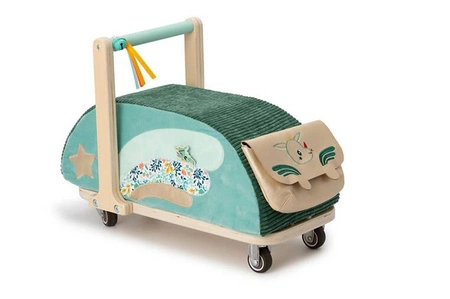 LILLIPUTIENS Drewniany jeździk 2 w 1 z miękkim siedziskiem i torebką Smok Joe 12 m+