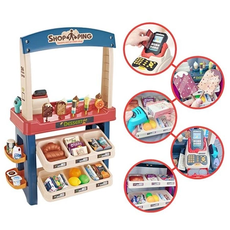 WOOPIE Sklep Supermarket z Lodami i Słodyczami Światło Dźwięk + 55 Akc.