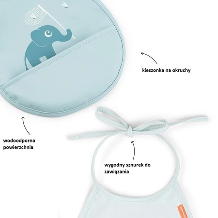 Done by Deer Śliniak z Kieszonką Tiny 2szt Happy Clouds Blue