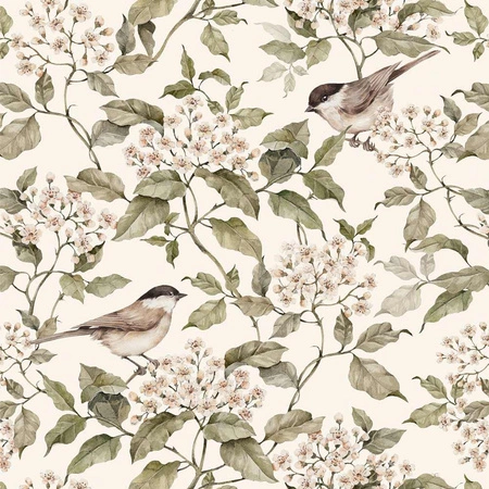 Birds and Beige Spring Tapeta