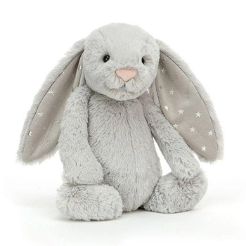 JellyCat Bashful królik szary z uszami w gwiazdki 31cm
