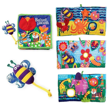 Książeczka interaktywna, wiele struktur, Egzotyczny świat, 202970-Manhattan Toy, zabawki dla niemowląt