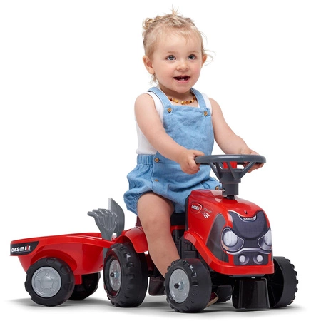 FALK Jeździk Traktorek Baby Case IH Ride-On Czerwony z Przyczepką + akc. od 12 miesięcy