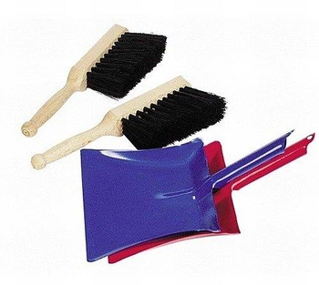 Metalowa szufelka z drewnianą zmiotką, 15524-Goki, zestaw sprzątający dla dzieci