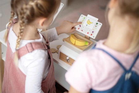 Drewniana waga sklepowa kuchenna dla dzieci Fresh Small Foot 12418 zabawa w kuchnię sklep