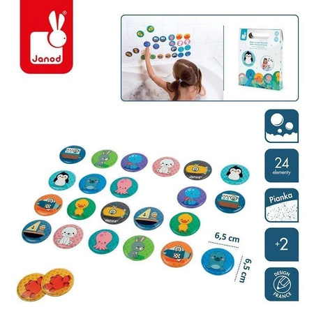 Gra memory do kąpieli Zwierzątka 24 elementy 2+, Janod