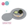 EZPZ Silikonowy talerzyk z podkładką mały 2w1 Mini Mat + pokrywka GRATIS szary