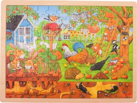 Puzzle drewniane W ogrodzie, 57743-Goki, układanki dla dzieci