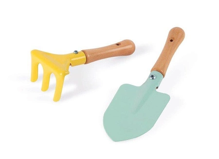 Mały ogrodnik Zestaw narzędzi ogrodowych z pomarańczową taczką, Janod