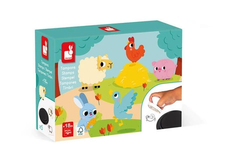 Zestaw kreatywny Stempelki Farma 18 m+, Janod KOLEKCJA 2022