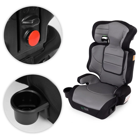 Fotelik samochodowy dla dzieci 2w1 podkładka i-SIZE wzrost 100-150 cm uchwyt na napoje ECOTOYS