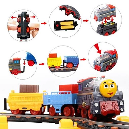 WOOPIE Kolejka Eelektryczna 2w1 Tor Wyścigowy Pociąg Wiadukt Auto XXL 192 el.