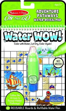 Wodna kolorowanka ze ścieżkami Water Wow Przygody 40174-Melissa & Doug, książeczki wielokrotnego użytku