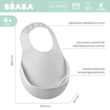 Beaba Śliniak silikonowy z kieszonką light mist
