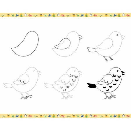 Zestaw kreatywny Rysowanie krok po kroku Zwierzęta 20 rysunków 7+, Janod