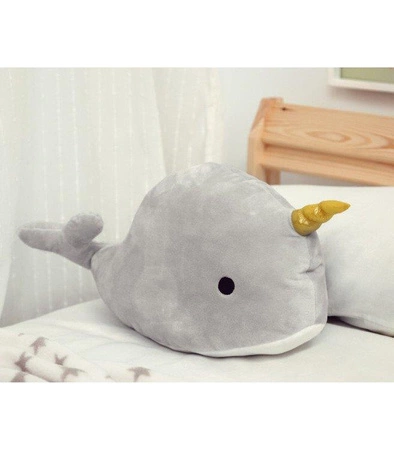 Przytulanka narwal, szara, Kiokids