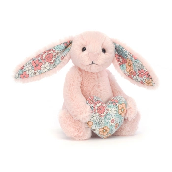 JellyCat Króliczek Kwieciste Uszy z Serduszkiem Pudrowy Róż 15 cm