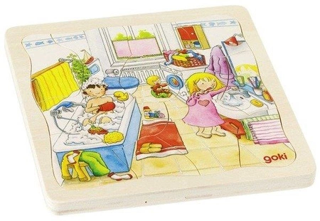 Mój dzień, układanka drewniana - warstwowa, goki - układanki dla dzieci