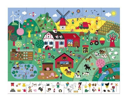 Puzzle obserwacyjne w walizce Farma 24 elementy 3+ Made in France, Janod