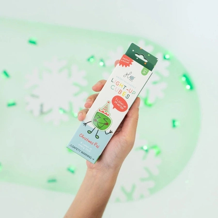 Glo Pals, Postać do kąpieli edycja świąteczna - zestaw z dwiema kostkami sensorycznymi świecącymi w wodzie