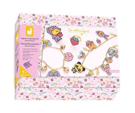 Zestaw kreatywny do tworzenia biżuterii z kurczliwego plastiku Słodkie zwierzaki Kawaii 7+, Janod