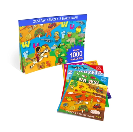 Zestaw książek z naklejkami niebieski