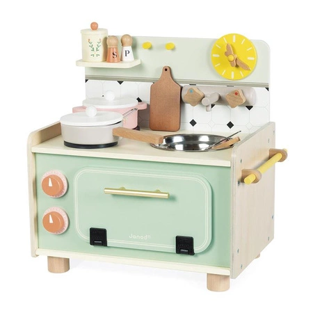 Janod Mała drewniana kuchnia z 9 akcesoriami Shiny Grandma 3+