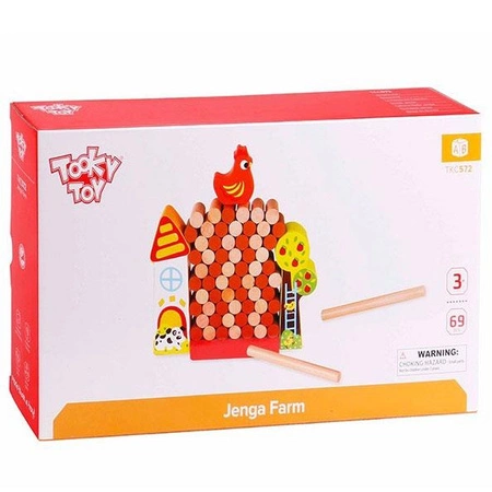 TOOKY TOY Gra Jenga Spadająca Kura Drewniana Farma
