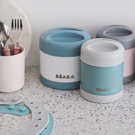 Beaba Pojemnik - termos obiadowy ze stali nierdzewnej z hermetycznym zamknięciem 300 ml light mist/eucalyptus green
