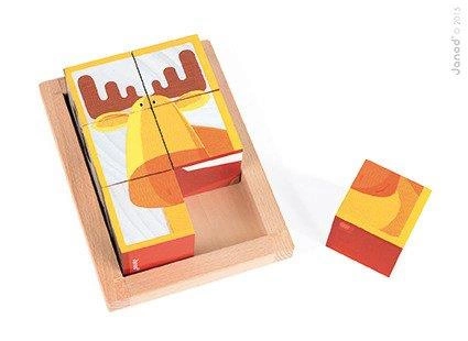 Klocki drewniane 6 elementów puzzle Baby Forest, Janod
