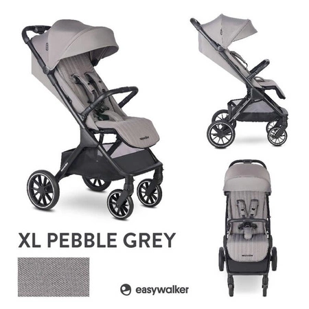Easywalker Jackey² XL Komfortowy, samoskładający się wózek spacerowy z torbą transportową i osłoną przeciwdeszczową Pebble Grey
