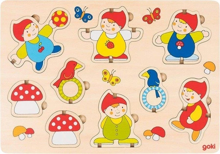 Układanka przestrzenna dla dzieci Figle krasnali 57470- Goki, puzzle drewniane