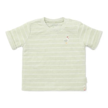 Little Dutch T-shirt frotte z krótkim rękawem Farm Green Stripes - 104 CL24021023